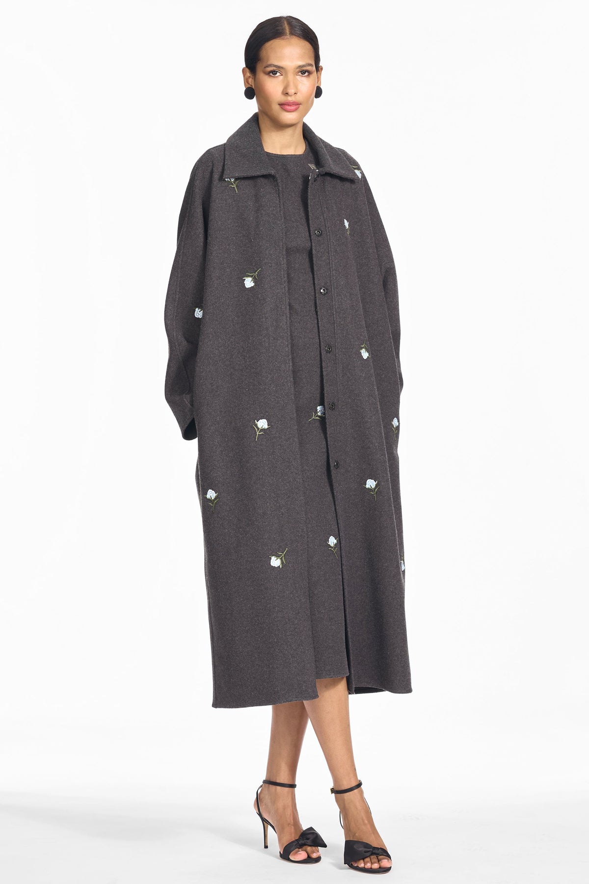 Embroidered Alessandra Coat in Graphite