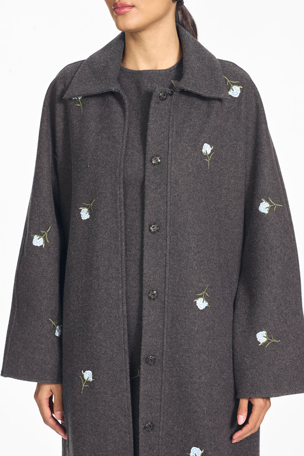 Embroidered Alessandra Coat in Graphite