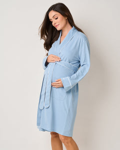 Women's Pima Maternity Robe in Periwinkle