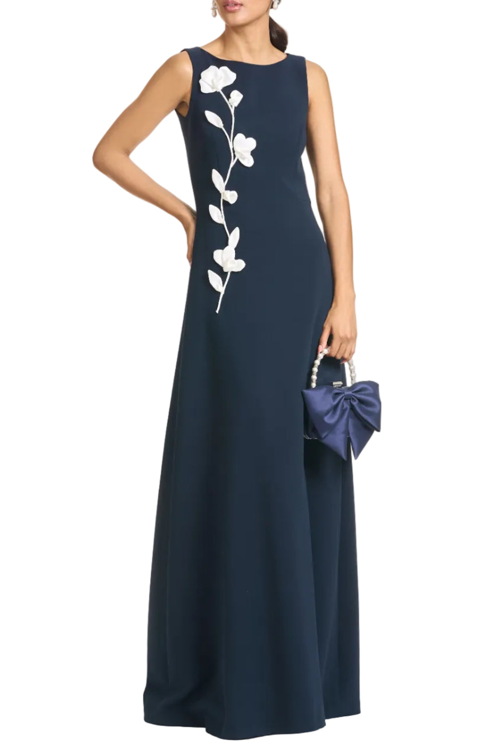Embroidered Denee Gown in Midnight
