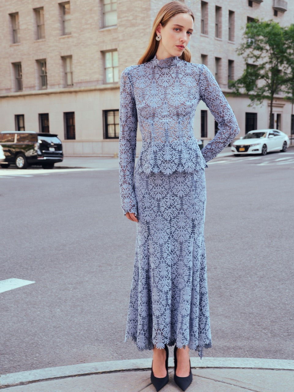 Chenille Lace Skirt in Oxford