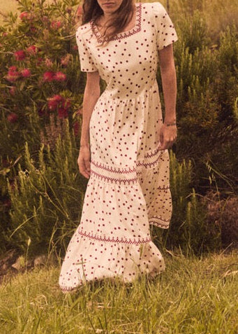 Lisandra Maxi Dress in Cherry Drops