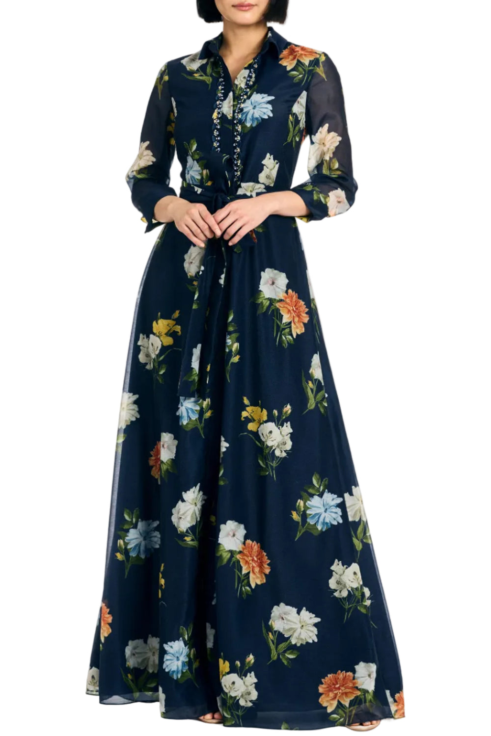 Embellished Addison Gown in Navy Wildflowers