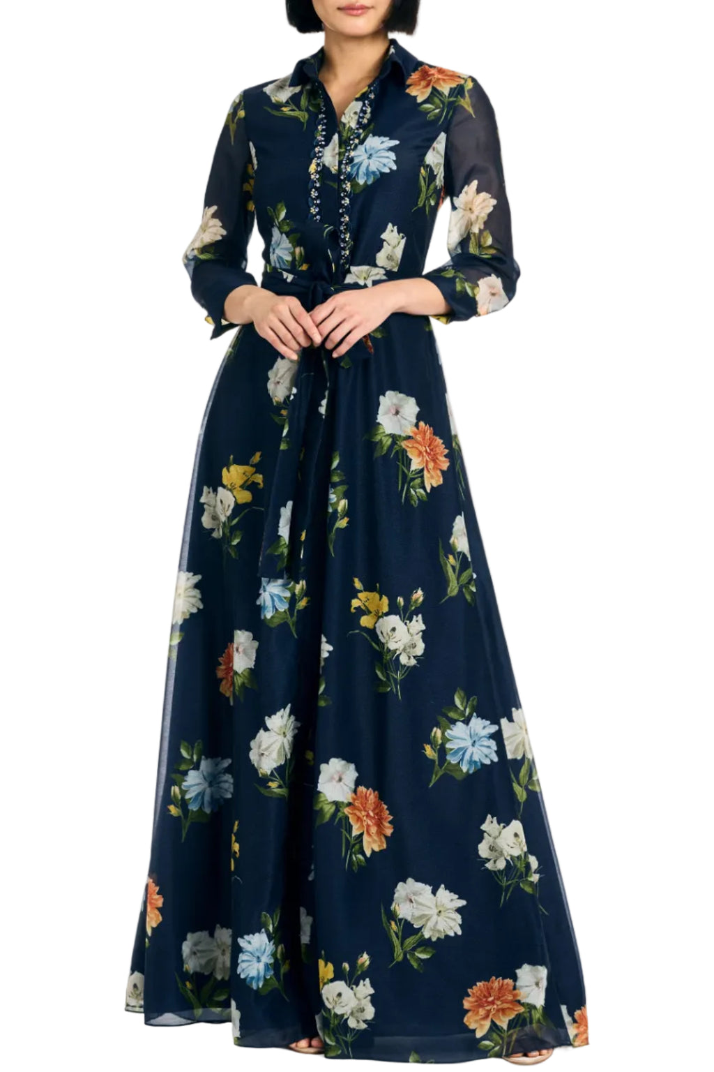 Embellished Addison Gown in Navy Wildflowers
