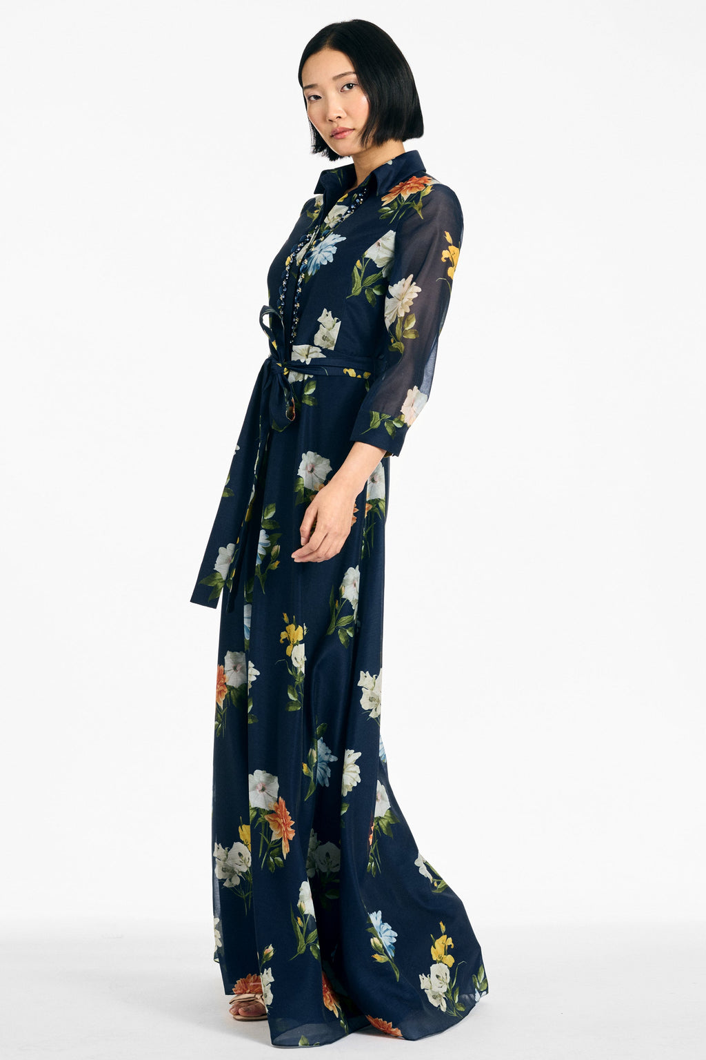 Embellished Addison Gown in Navy Wildflowers