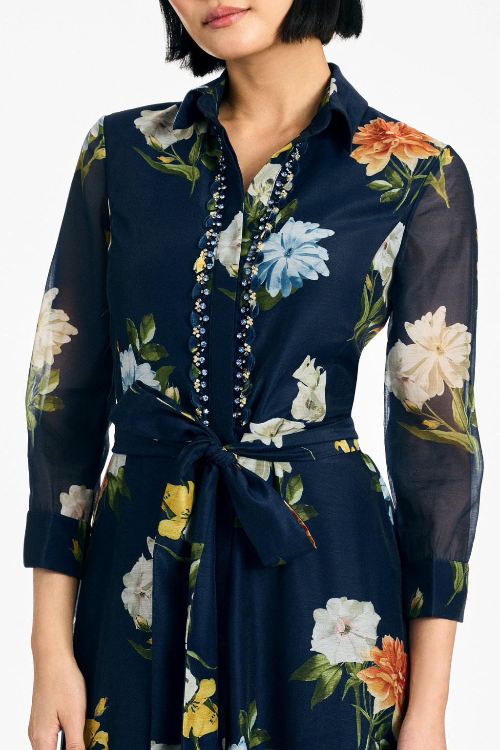Embellished Addison Gown in Navy Wildflowers