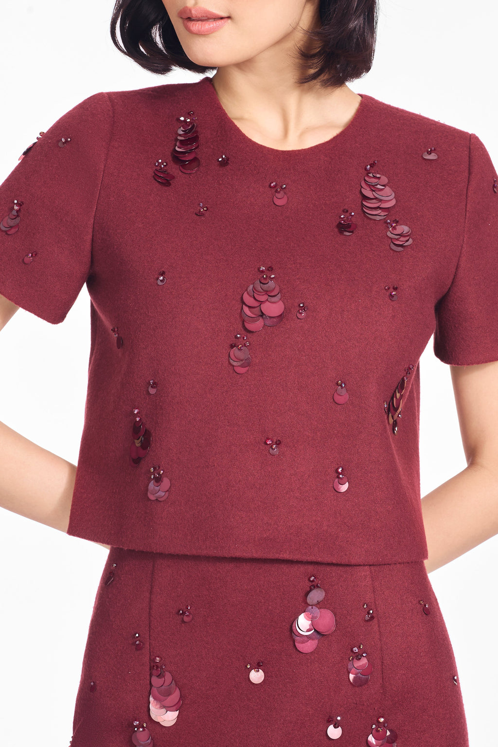 Embellished Nadine Top in Malbec