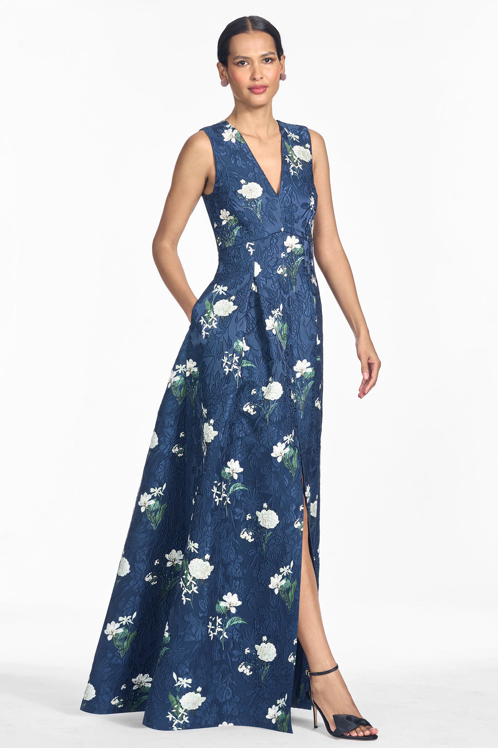 Embellished Brooklynne Gown in Alabaster Nocturne Floral