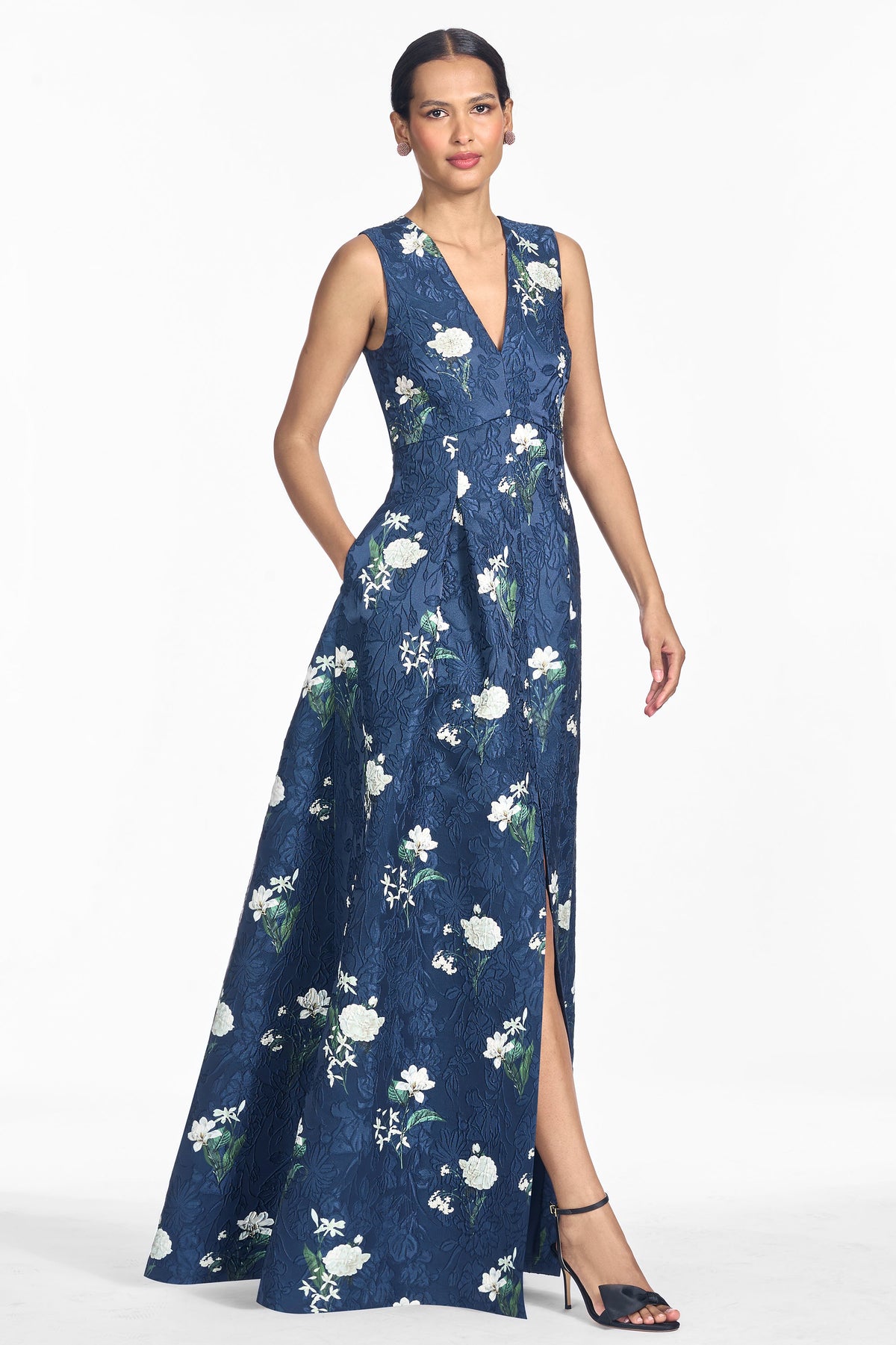 Embellished Brooklynne Gown in Alabaster Nocturne Floral