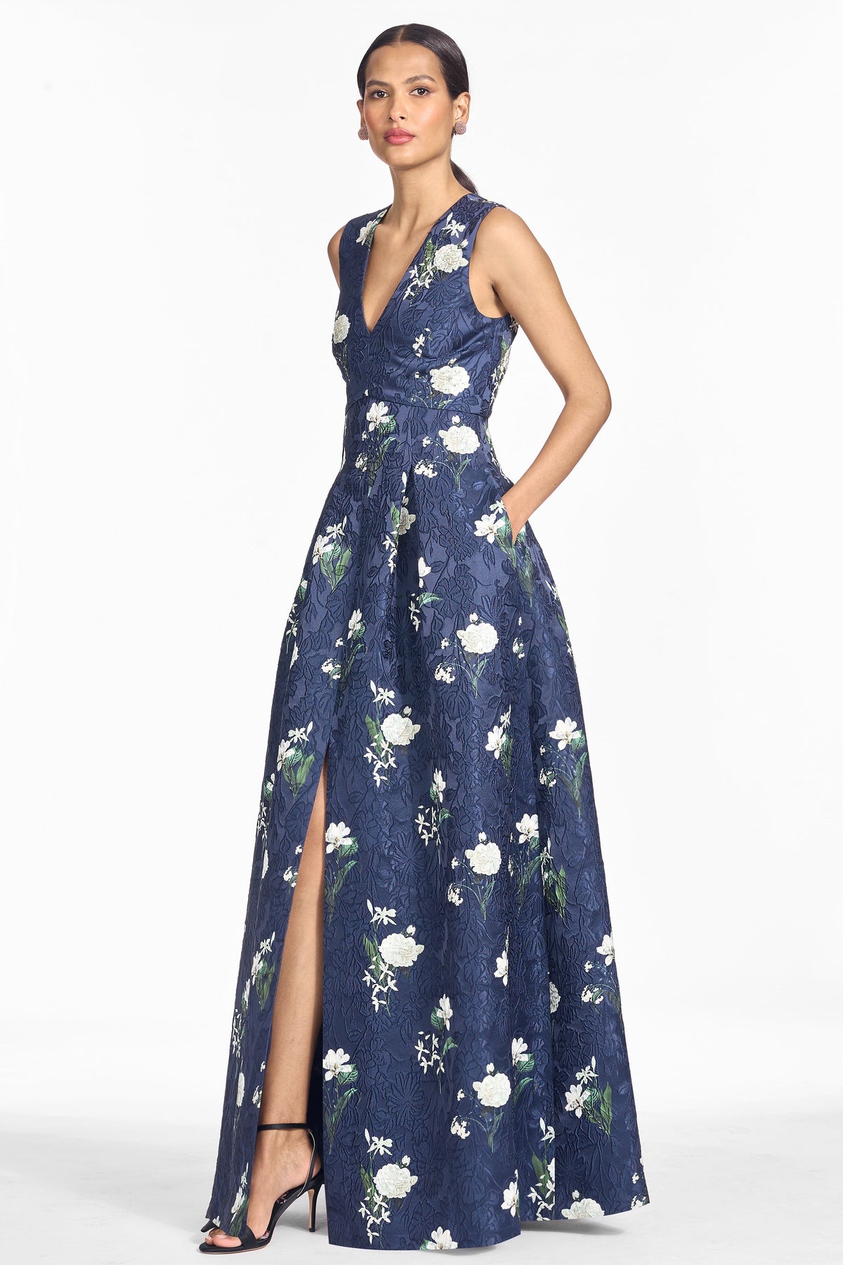 Embellished Brooklynne Gown in Alabaster Nocturne Floral