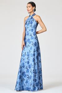 Laurant Gown in Wild Steel Roses