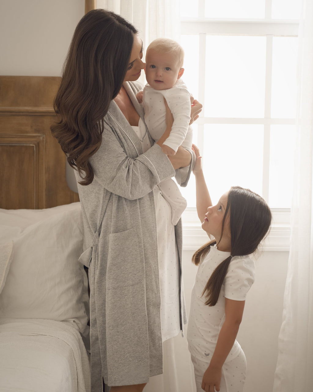 Women’s Pima Maternity Robe in Light Heather Grey