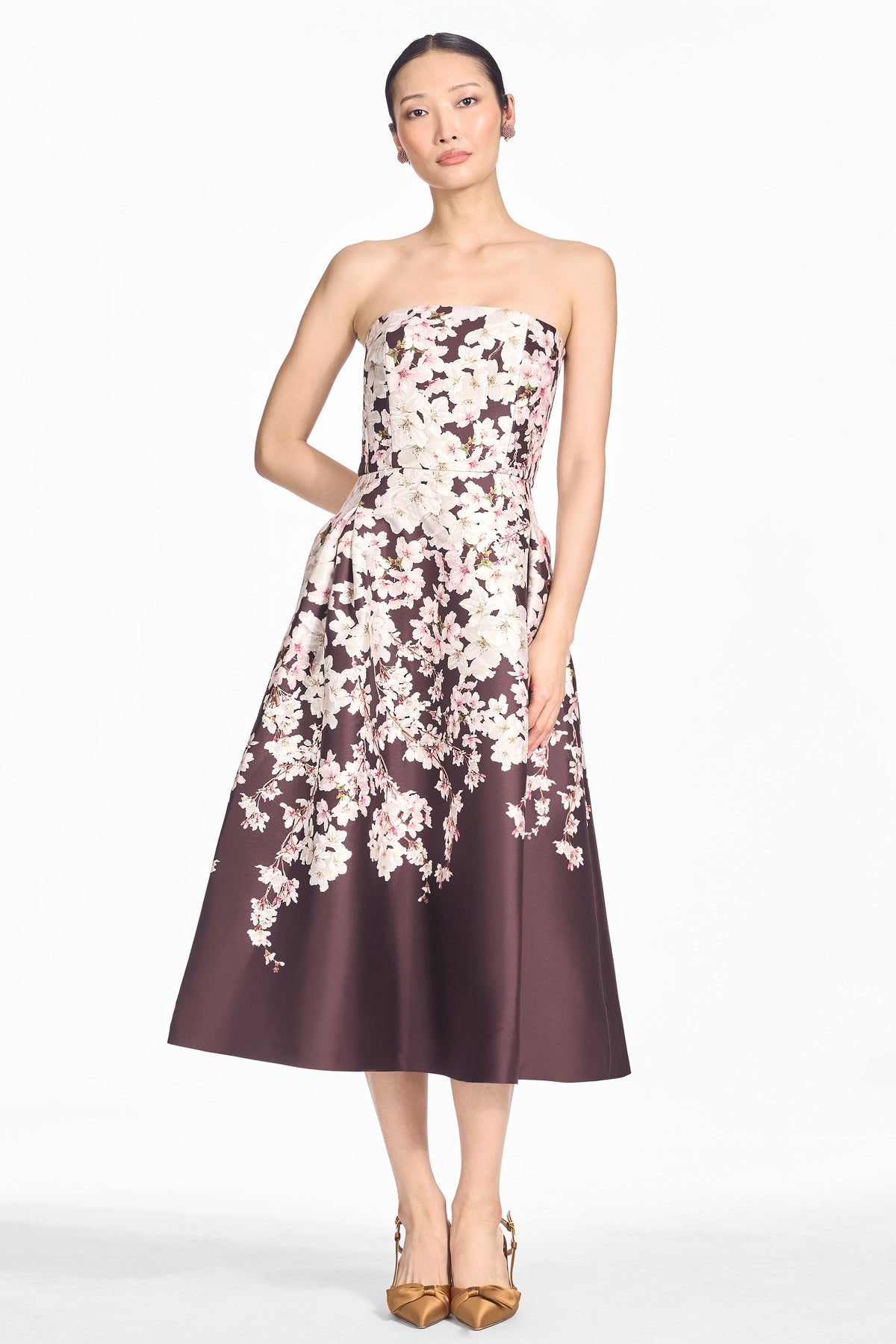 Shay Dress in Chocolate Covered Cherry Blossoms