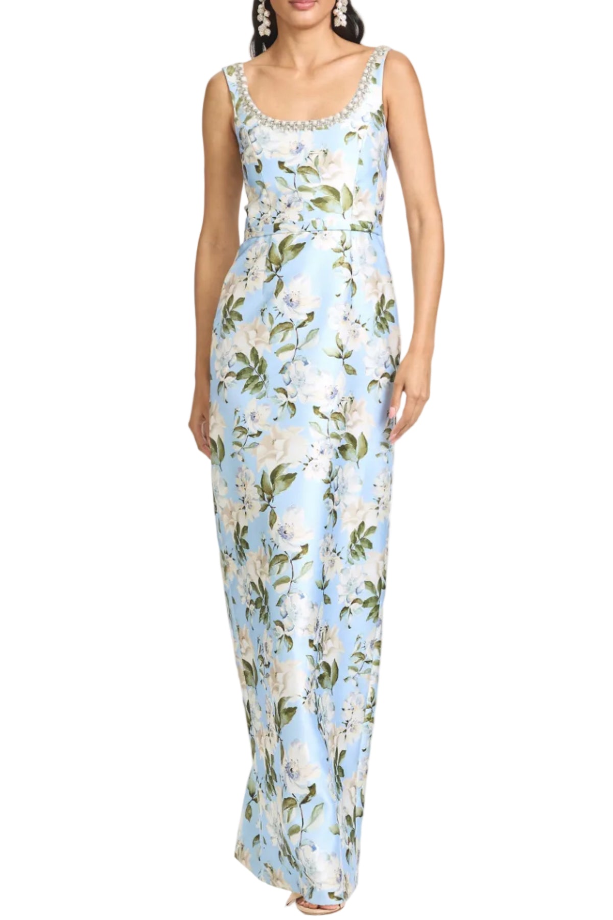 Embellished Lana Gown in Sky Camellia