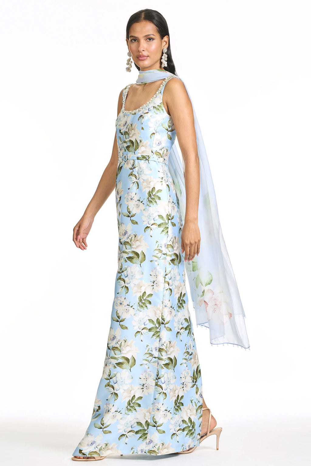 Embellished Lana Gown in Sky Camellia