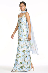 Embellished Lana Gown in Sky Camellia
