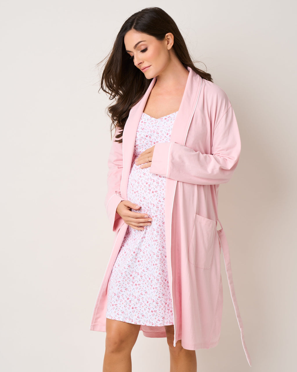 Women’s Pima Maternity Robe in Pink