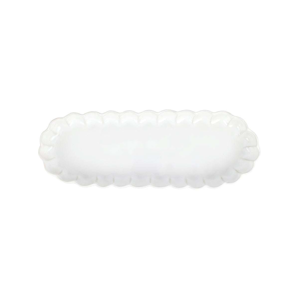 Incanto Stone Ruffle Oval Tray in White