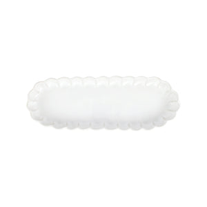 Incanto Stone Ruffle Oval Tray in White