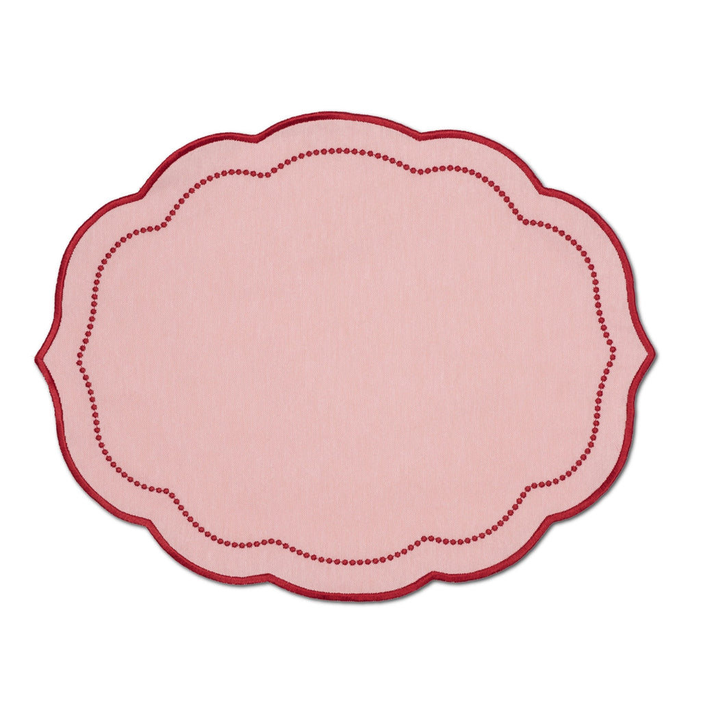 White Pearl Placemat in Pink Red, Set of 4