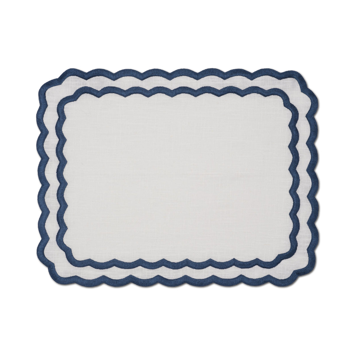 Marigold Placemat in White Midnight Blue, Set of 4