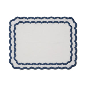 Marigold Placemat in White Midnight Blue, Set of 4