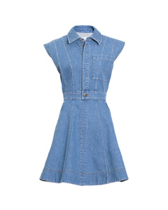 Sleeveless Hailey Dress in Medium Indigo Blue