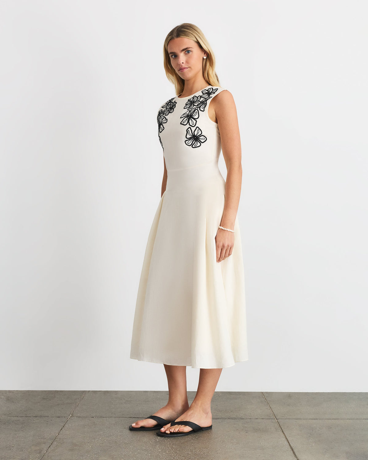Sloane Dress in Cream Black Floral