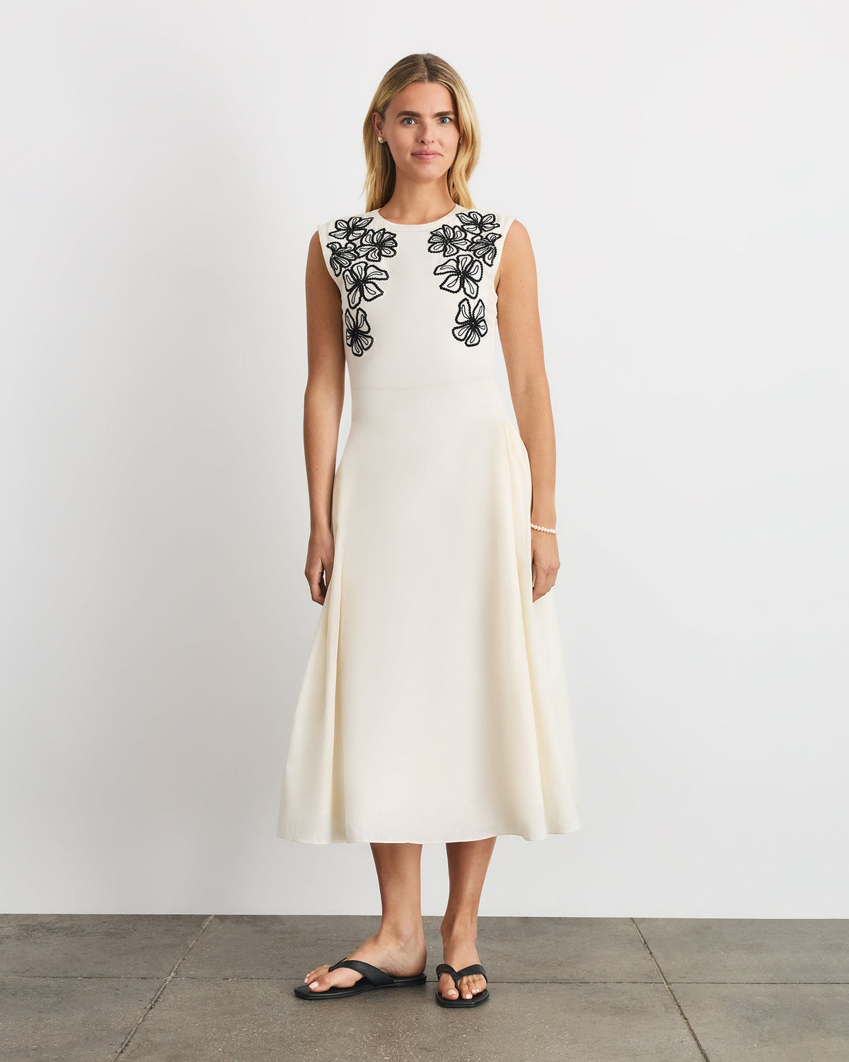Sloane Dress in Cream Black Floral