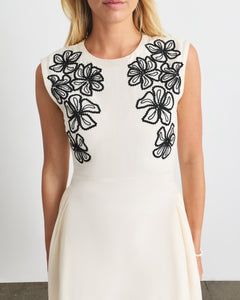 Sloane Dress in Cream Black Floral