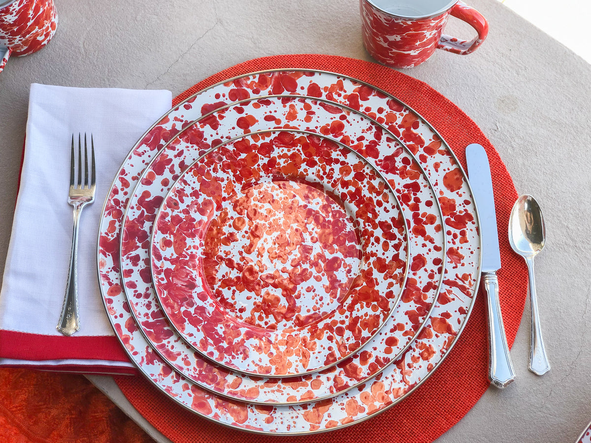 Dinner Plates in Red Swirl, Set of 4