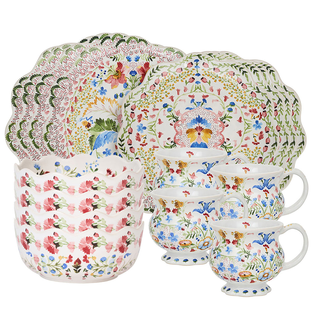 Sofia Place Setting in Multi, Set of 16