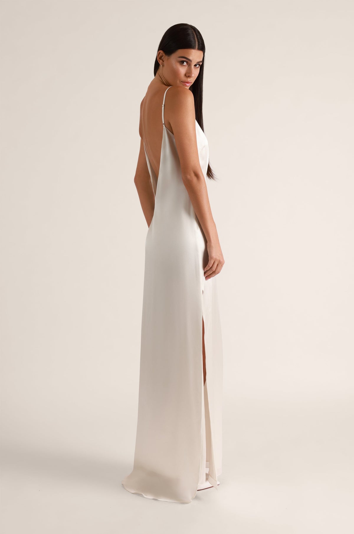 Soie V-Back Slip Gown in Ivory