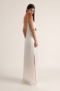 Soie V-Back Slip Gown in Ivory
