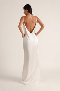 Soie V-Back Slip Gown in Ivory
