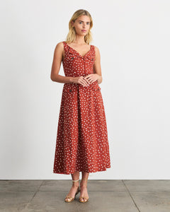 Solene Dress in Terracotta/Cream Multi