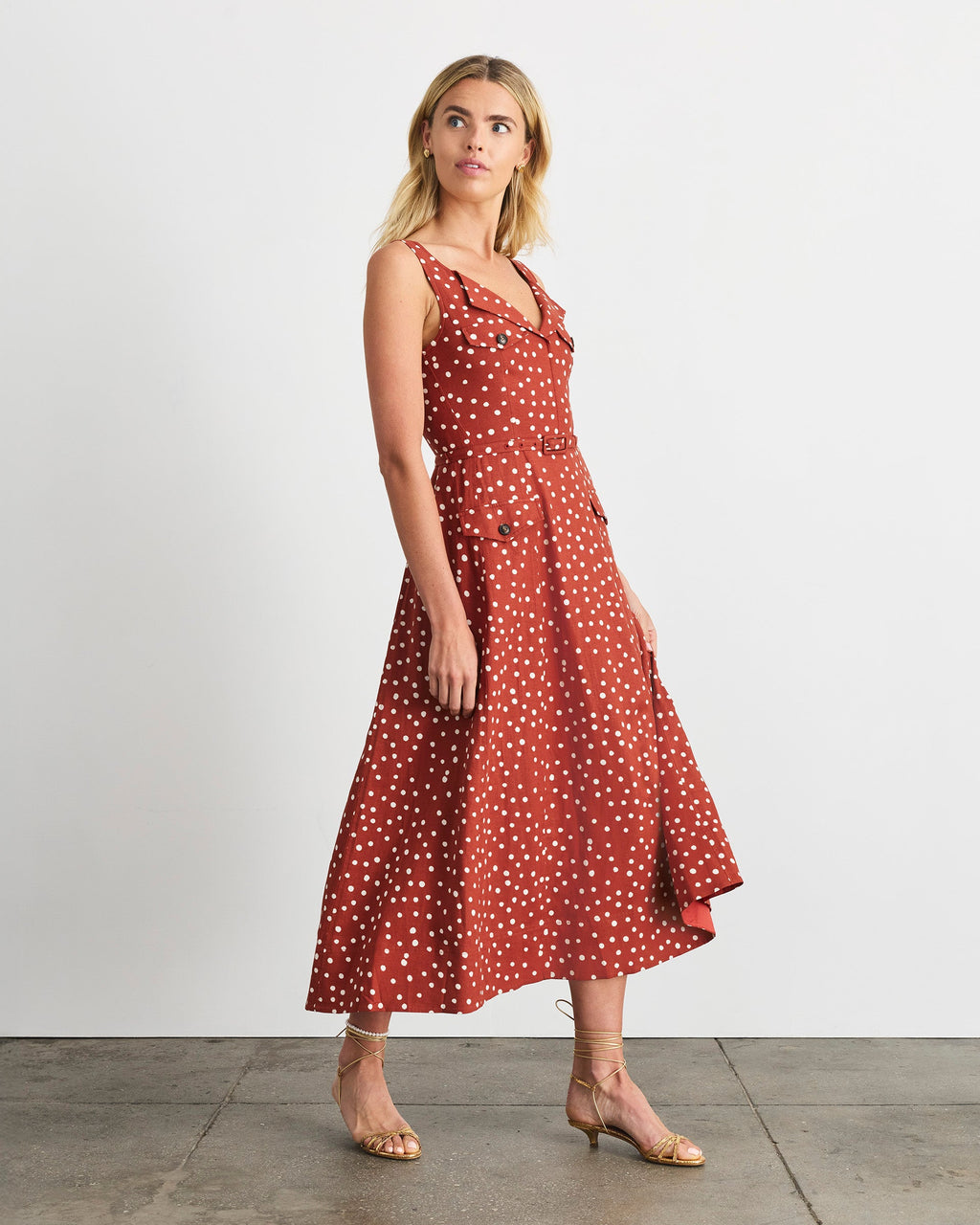 Solene Dress in Terracotta/Cream Multi
