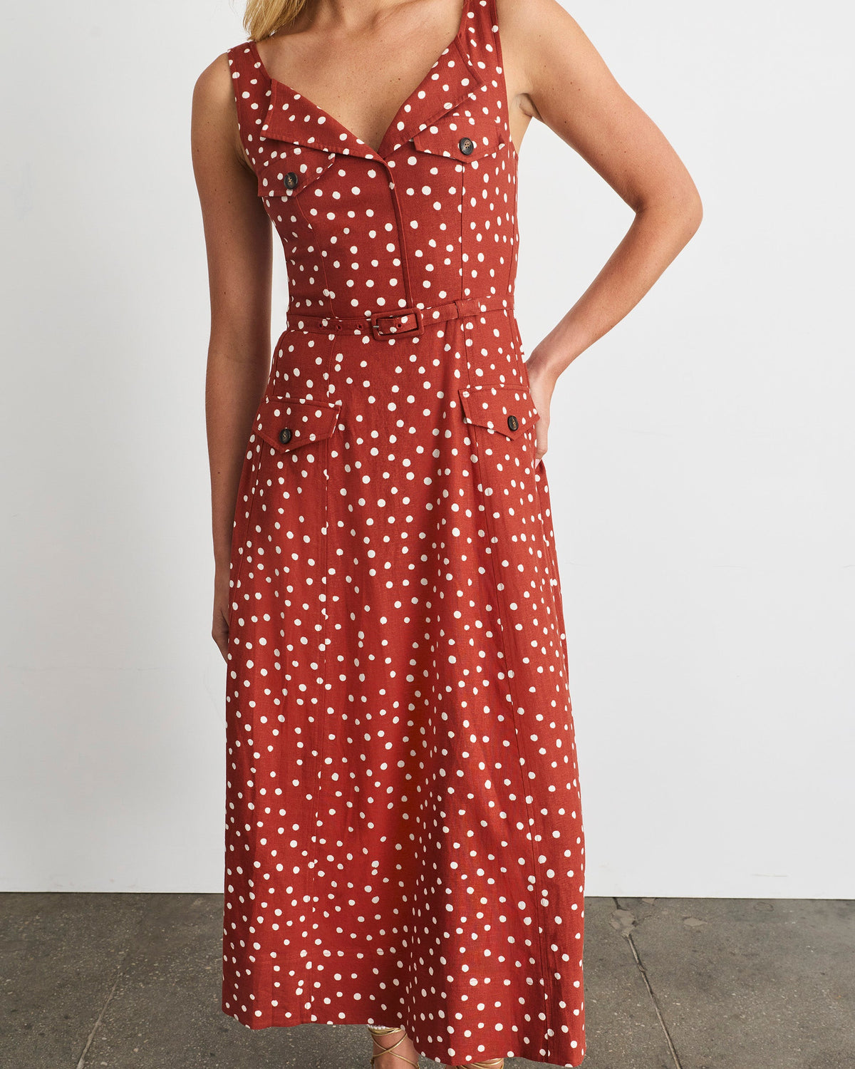 Solene Dress in Terracotta/Cream Multi
