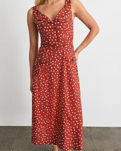 Solene Dress in Terracotta/Cream Multi