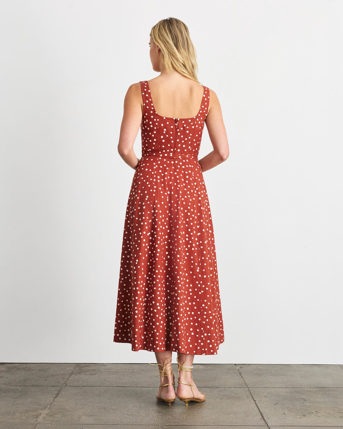 Solene Dress in Terracotta/Cream Multi