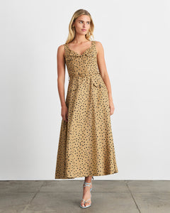 Solene Dress in Dark Khaki/Black Multi