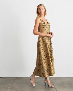 Solene Dress in Dark Khaki/Black Multi