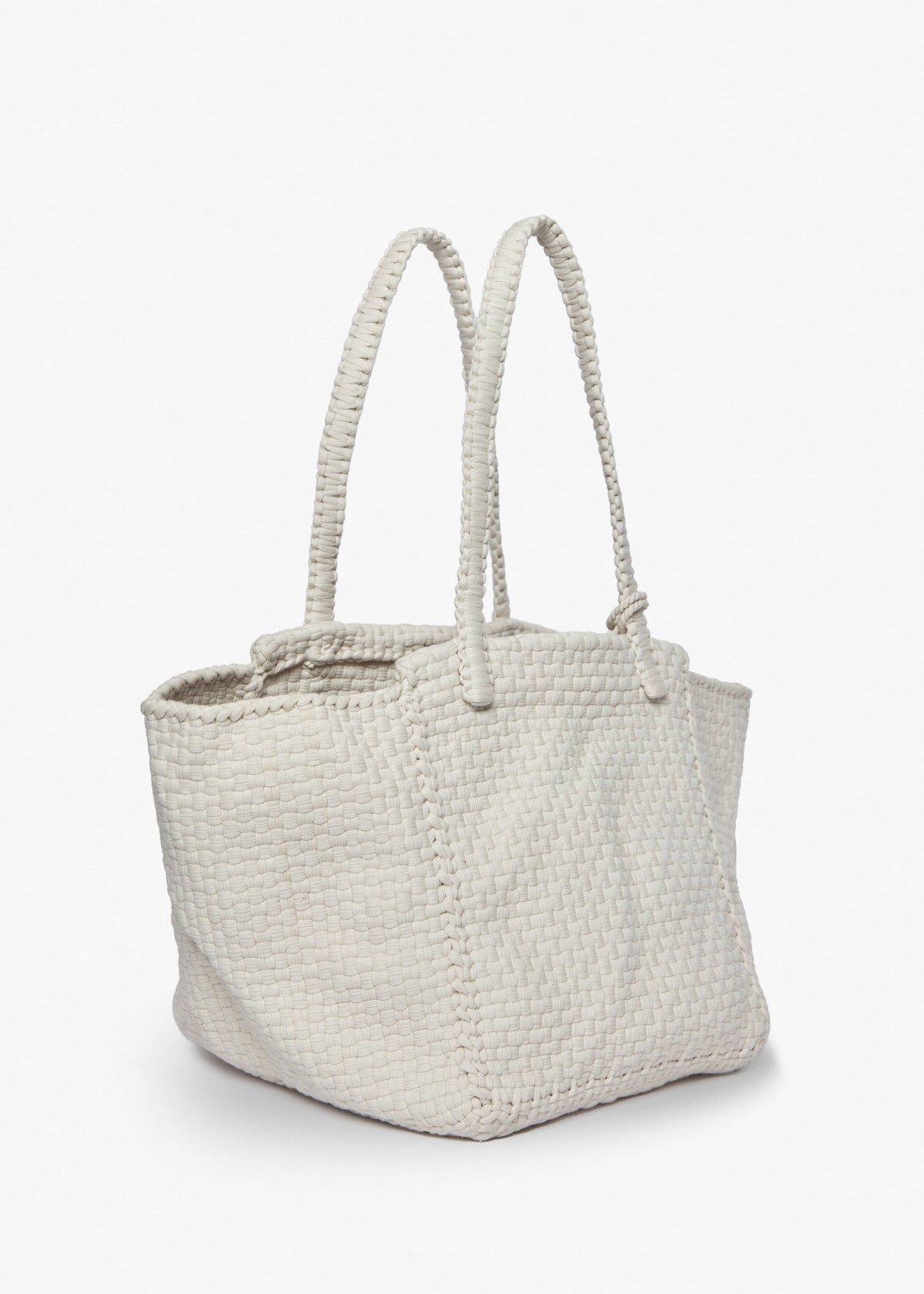 Soona Upcycled Woven Cotton Tote Bag in Ivory