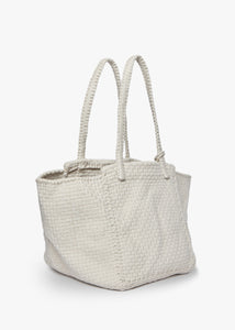 Soona Upcycled Woven Cotton Tote Bag in Ivory