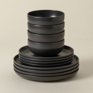 Pacifica Collection 12-pc Place Setting with Cereal Bowl in Seed Grey