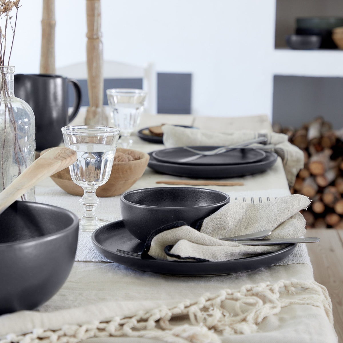Pacifica Collection 12-pc Place Setting with Cereal Bowl in Seed Grey