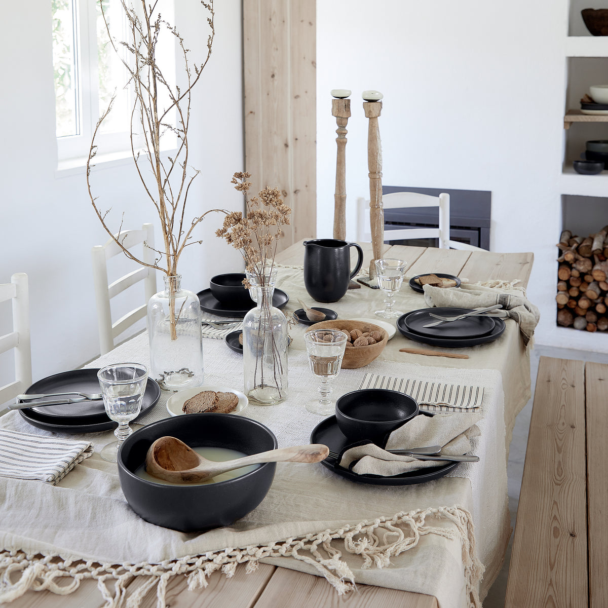 Pacifica Collection 12-pc Place Setting with Cereal Bowl in Seed Grey