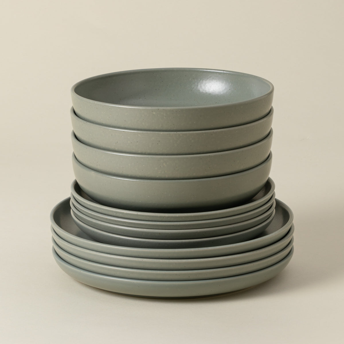Pacifica Collection 12-pc Place Setting with Pasta Bowl in Artichoke