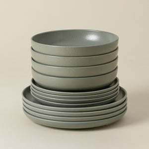 Pacifica Collection 12-pc Place Setting with Pasta Bowl in Artichoke