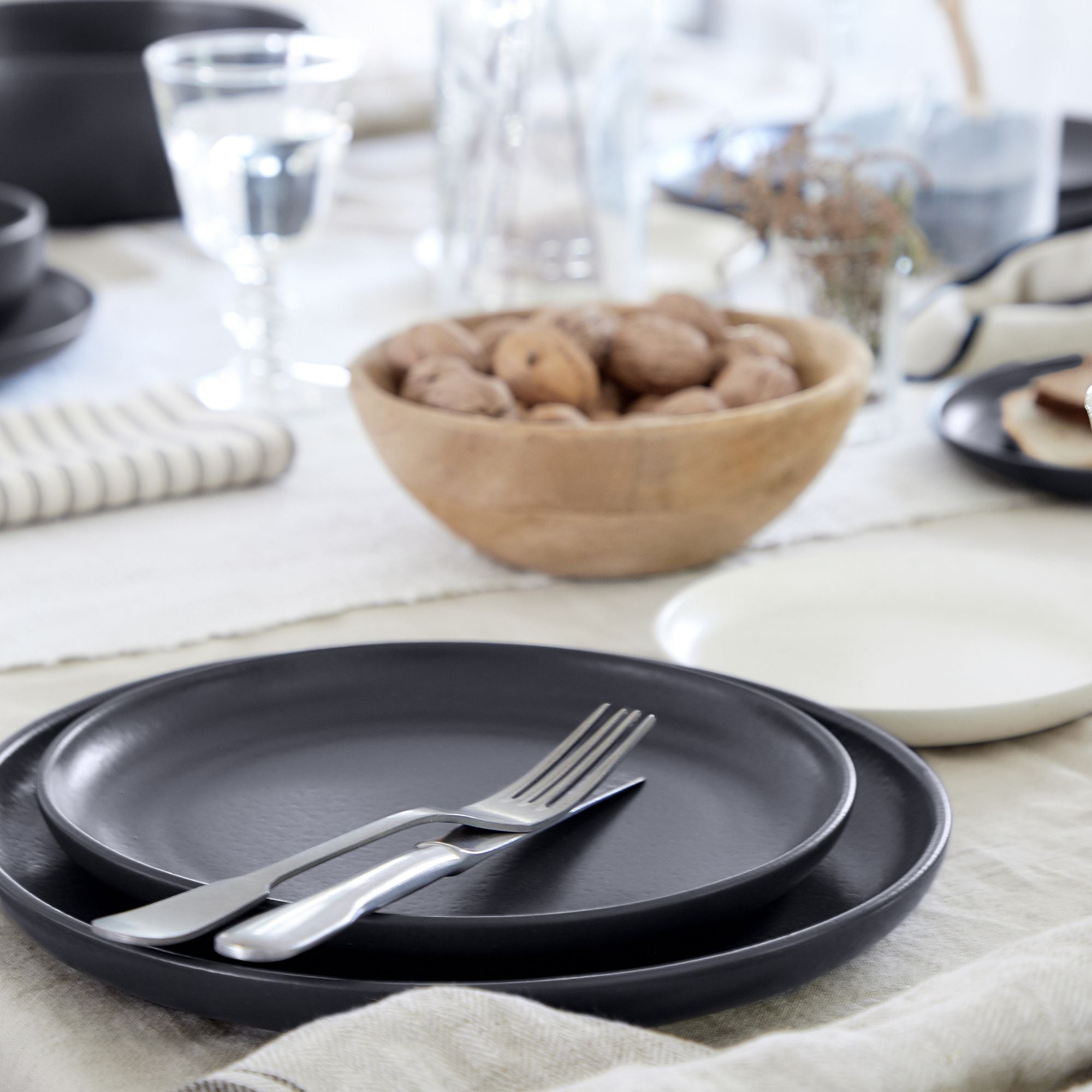 Pacifica Collection 12-pc Place Setting with Pasta Bowl in Seed Grey